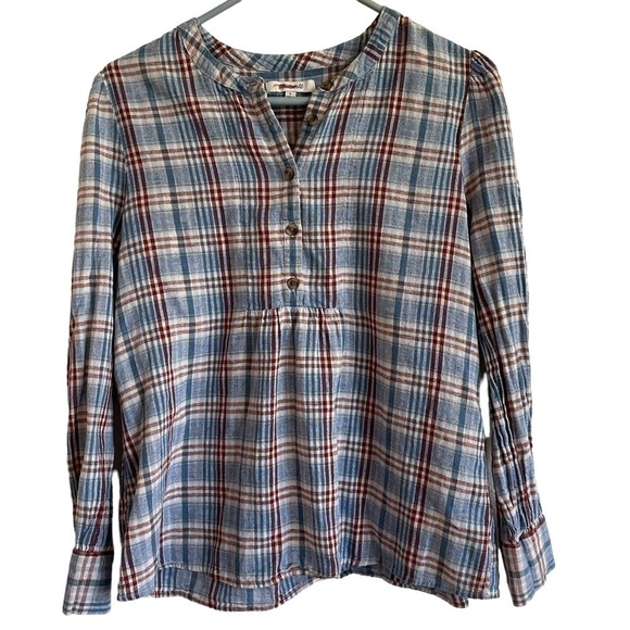 Madewell Leysfield Popover Shirt in Plaid, Size S - Picture 4 of 8